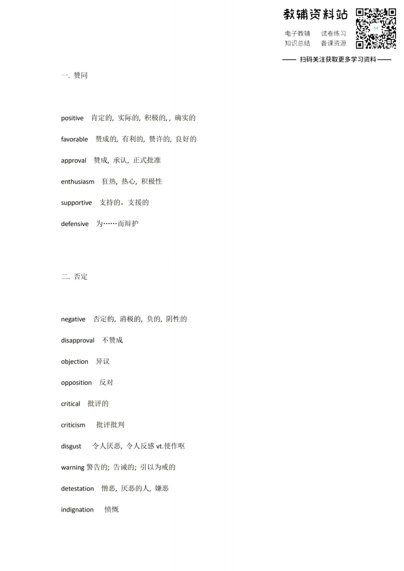 [高中英语]【阅读理解】快收藏！高中英语阅读理解态度词汇总，高中三年都有用！